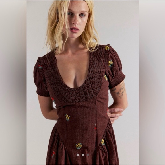 Free People Dresses & Skirts - Free People Brown Floral Mini Dress